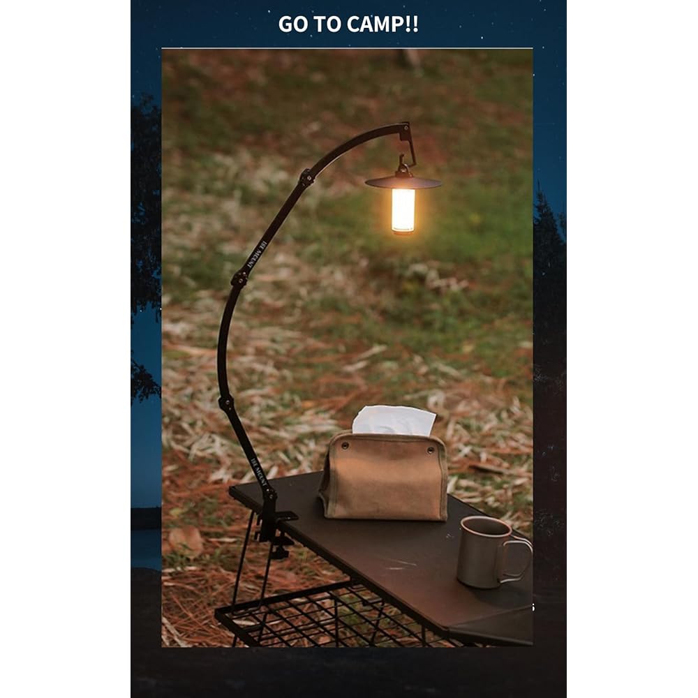 [flowbloo] Lantern Stand Tabletop Lantern Stand Table Lantern Hanger Pole Clamp Iron Table Less than 3cm Camping Light Stand Lightweight Foldable Easy to Assemble