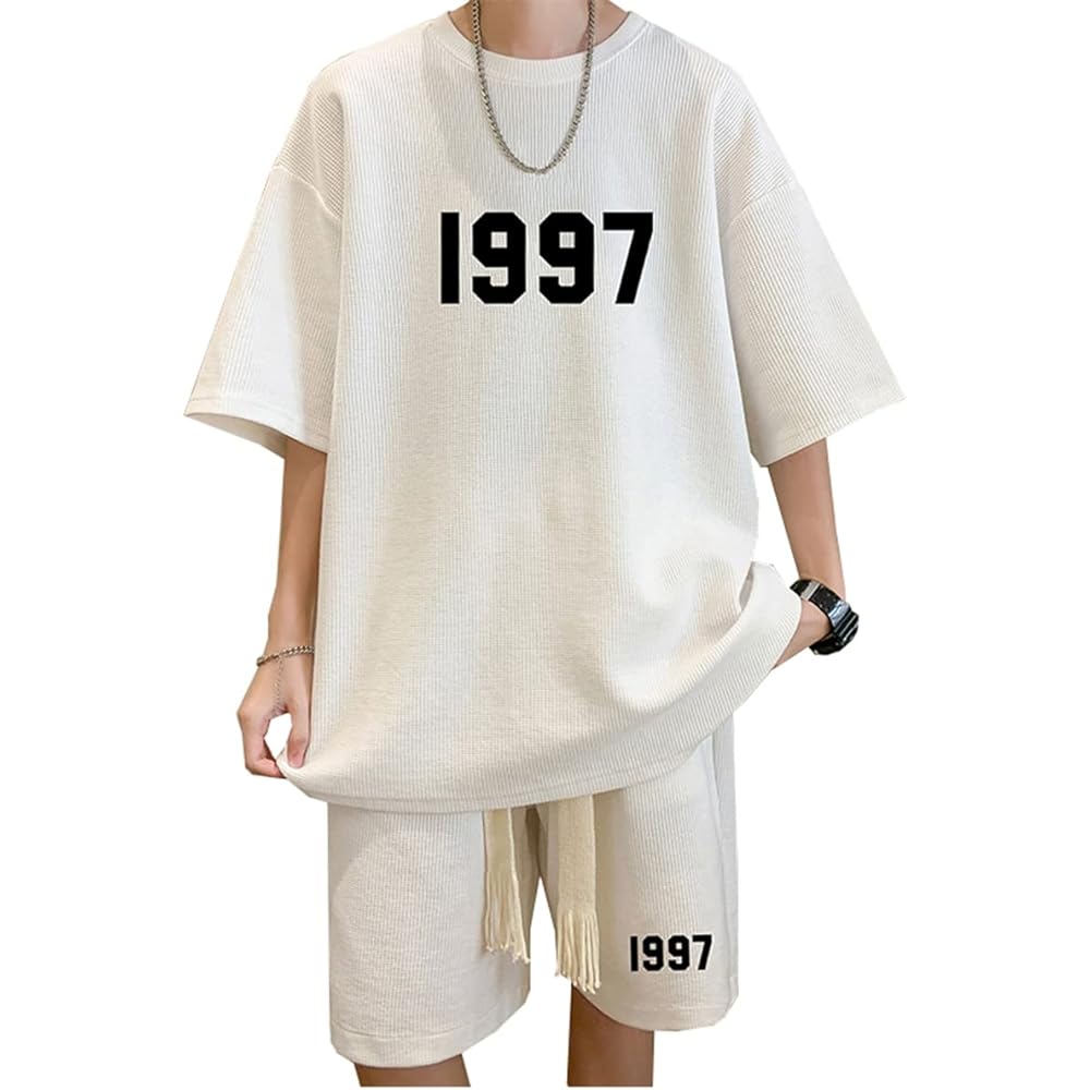 [ANGELCITY] Summer Setup Men's Sweatshirt Jersey T-Shirt Half Pants Shorts Top and Bottom Set Short Sleeve Short Pants 2 Piece Set Room Wear Loungewear Training Wear Large Size L897