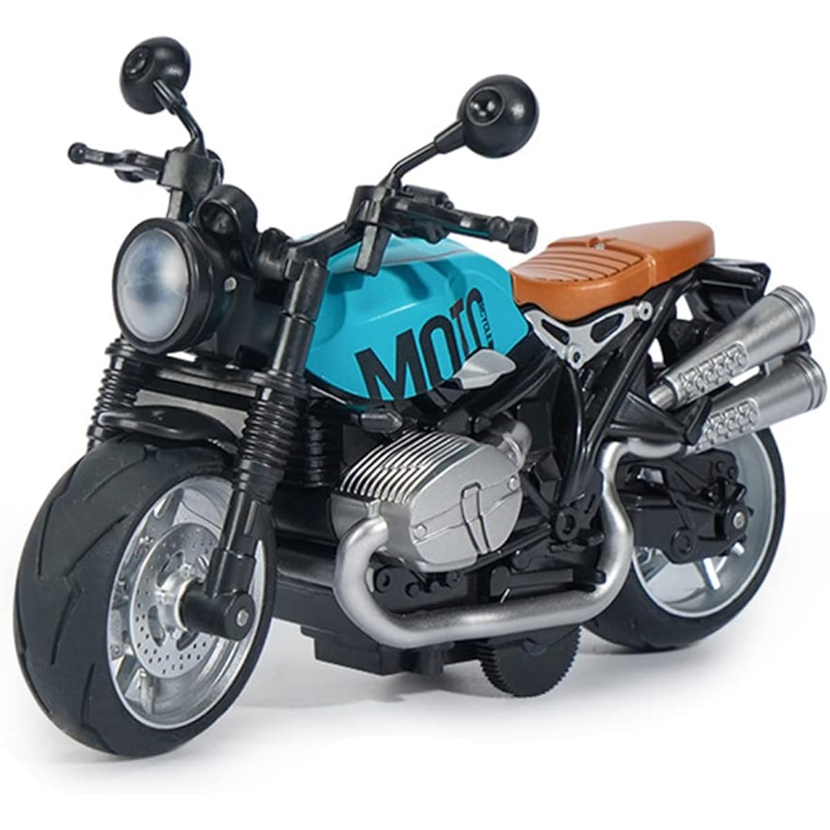 Gilumza Pull Back Motorcycle Toy Small Gift with Music Light Latte Motorcycle Toy for Kids Boys Age 3-8 (Blue)