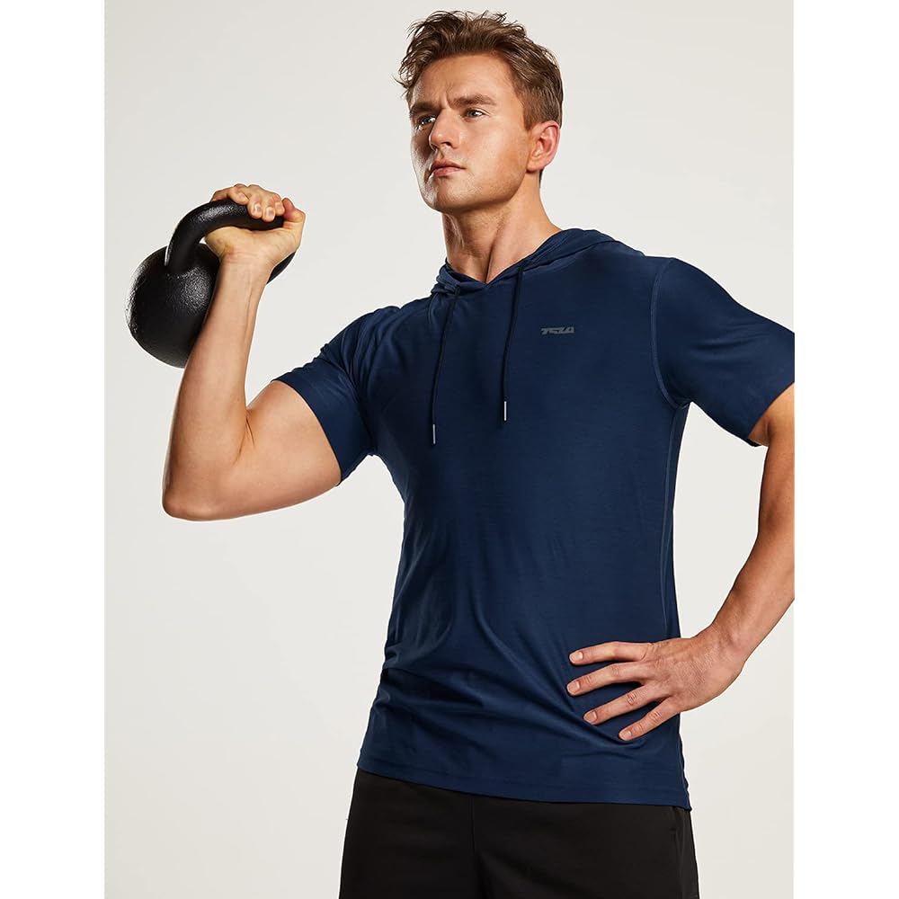 [Tesla] Training Wear, Short Sleeve T-Shirt, Men's [UV Protection, Sweat Absorbent, Quick Drying], Hooded, Functional, Sports, Running Wear, Trainer, Stretch, Dry, Set of 3