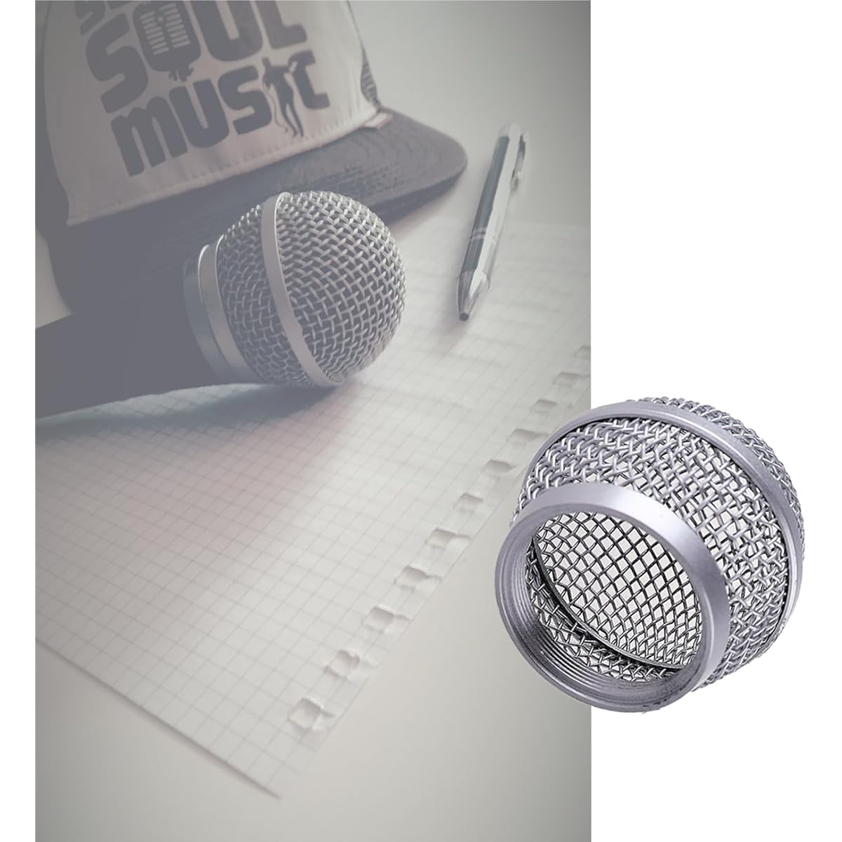 Shure PG58 Head Replacement Steel Mesh Microphone Grill Head Grill Mic Ball Replacement with Inner Foam for PG58 Shure Grill