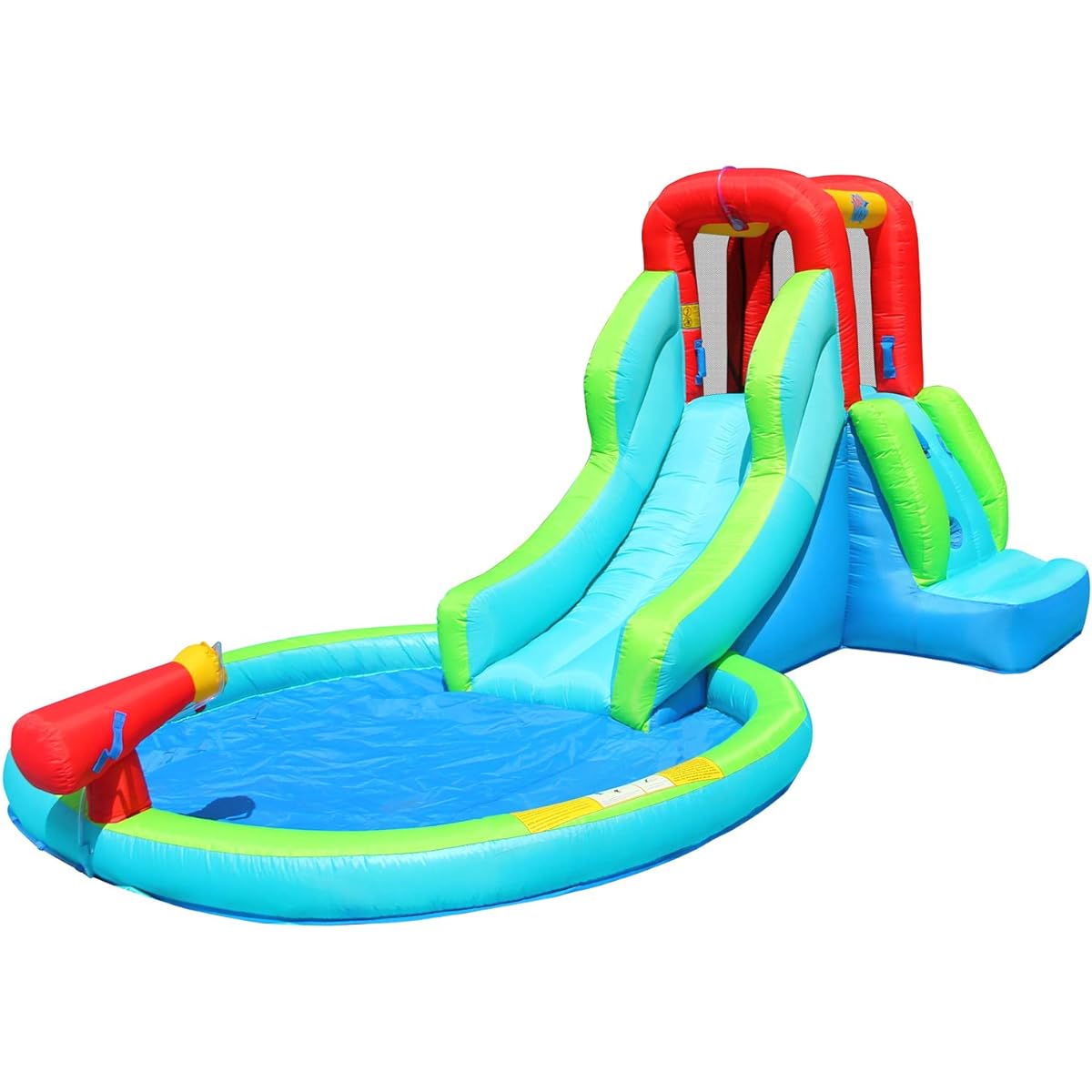 ACTION AIR Inflatable Water Slide Bouncy House for Wet & Dry Kids Water Park Outdoor Fun Splash Pool & Water Guns Extra Thick Material Durable Perfect for Kids (AM0452)