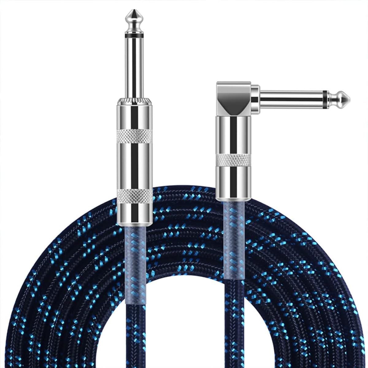 Jenniferstruggles Guitar Cable 10ft, 2022 New Version, Professional Instrument Cable Electric Guitar Bass AMP Cord, Right Angle 1/4 Inch TS to Straight 6.35mm Guitar Cord, Blue