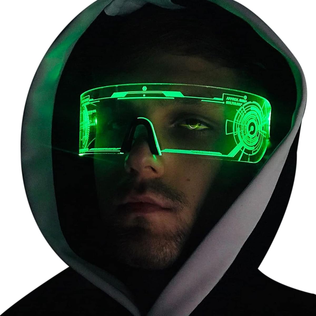 Fency LED Up Glasses with Battery, Flashing/Fixed Light Color, Flashing in the Dark, Party Future Style Glasses
