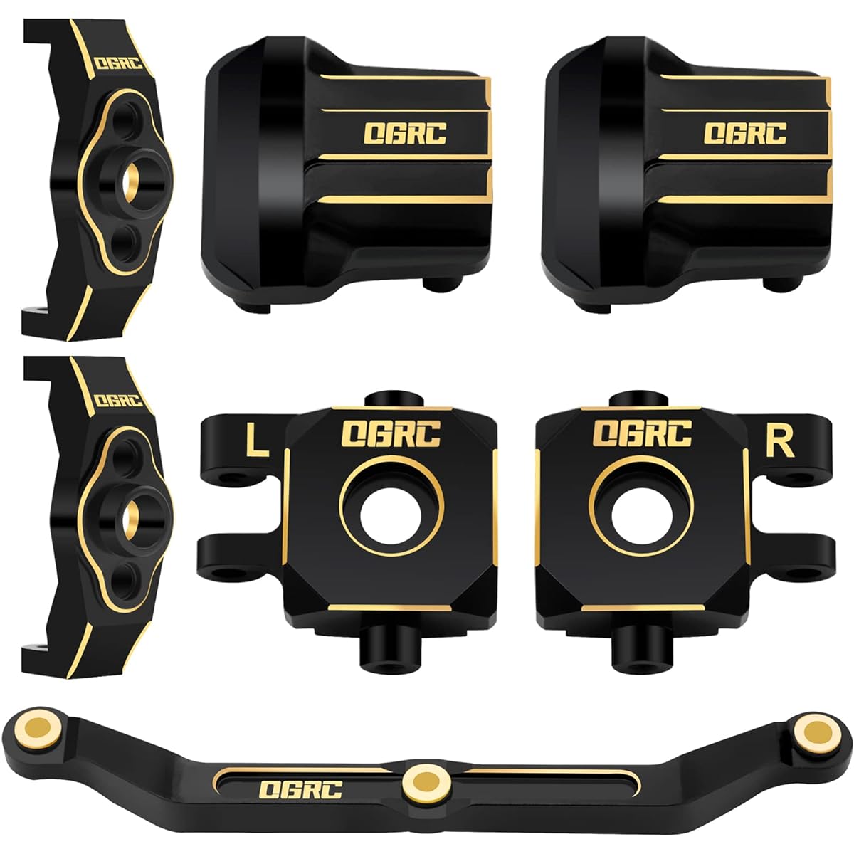 OGRC Heavy Brass Block Knuckle and Caster Block C Hub Axle Cover Diff Cover Steering Link TRX4M 1/18 RC Crawler Upgrade Parts 80g