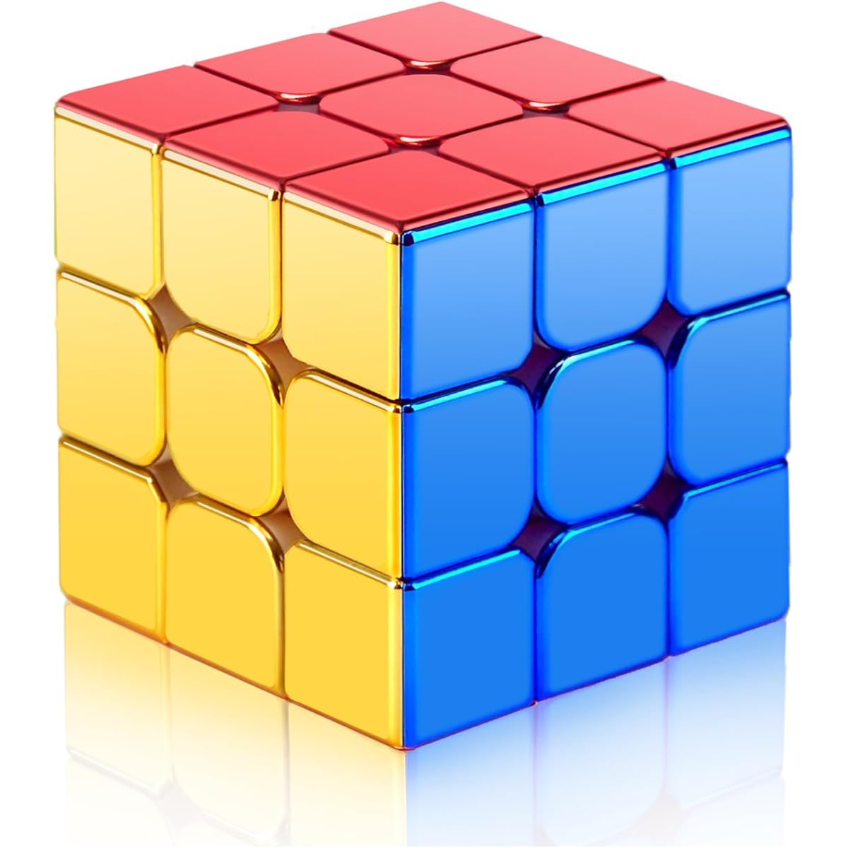 ACROFEK Magnetic Speed Cube 3x3 Cyclone Boys Stickerless Mirror Reflective Magic Cube Shiny Cube Puzzle Gift for Kids/Adults