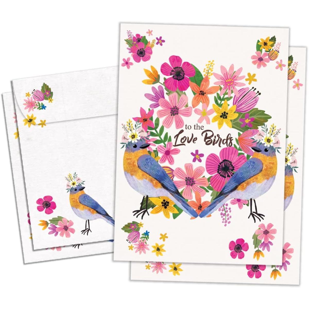 Tree-Free Greetings Wedding Greeting Cards, Eco-Friendly, Made in the USA, 100% Recycled Paper, 5" x 7", Love Birds (GT61259)