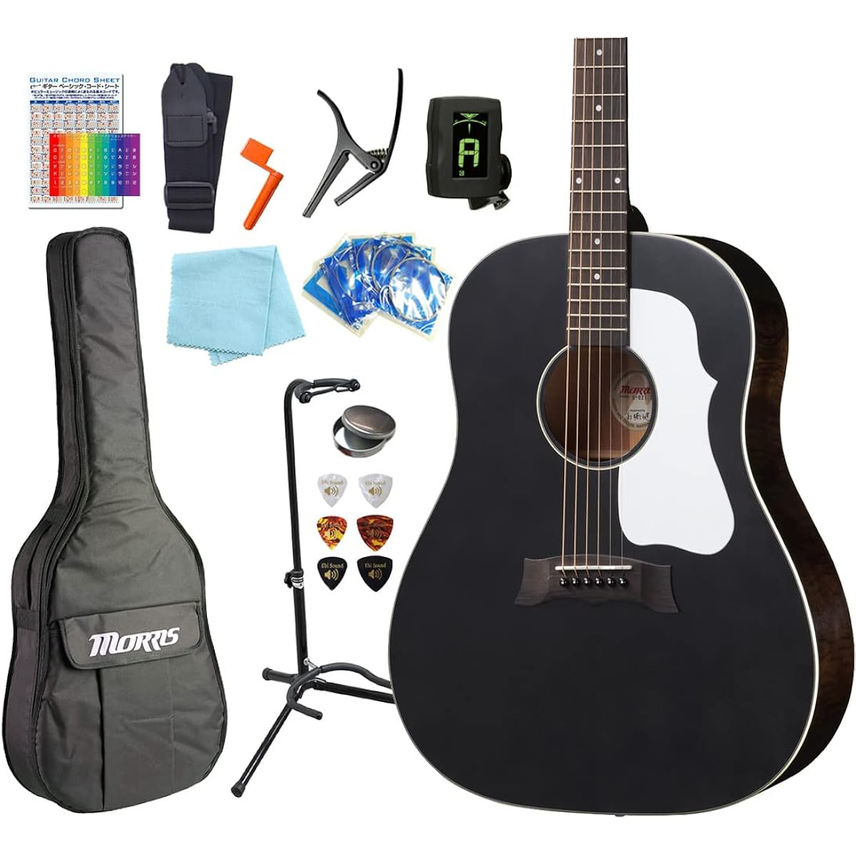 MORRIS G-021 Beginner Introductory 13-piece Set Acoustic Guitar SBK [98765] [Safe to ship after inspection]