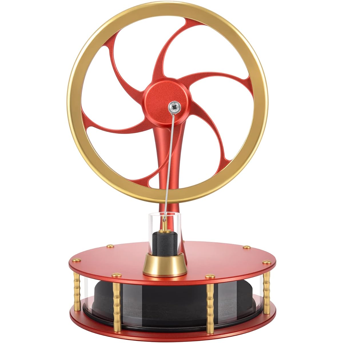 PFCKE Low Temperature Stirling Engine Classroom Education Stirling Engine Kit Steam Heat Educational Model Adult Desktop Educational Toy Brass Aluminum Stirling Engine-HZZ92 Pro Red