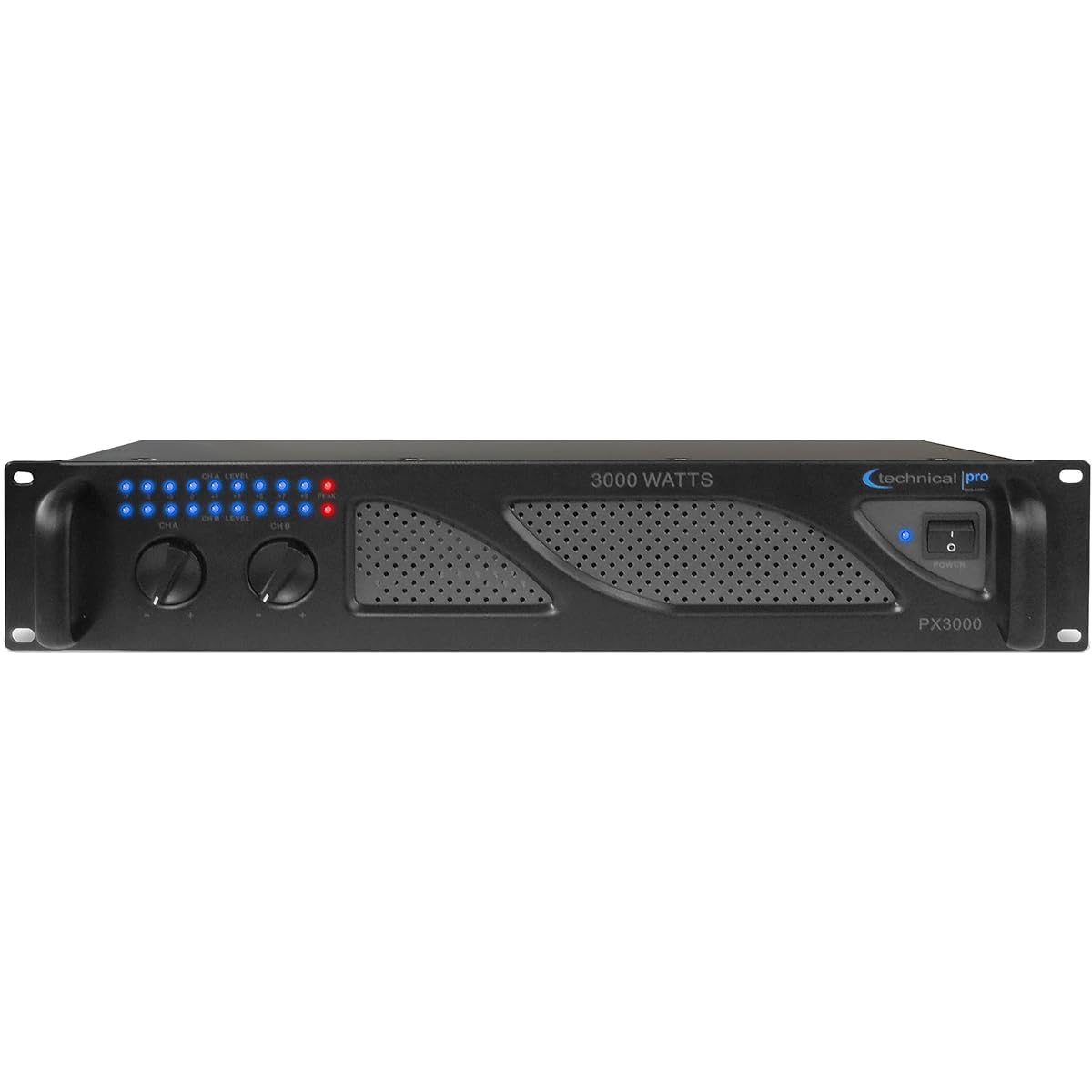 Technical Pro Professional 3000 Watt 2U 2 Channel DJ Power Amplifier with Dual Cooling Speed Fans and Integrated Power Stabilizer