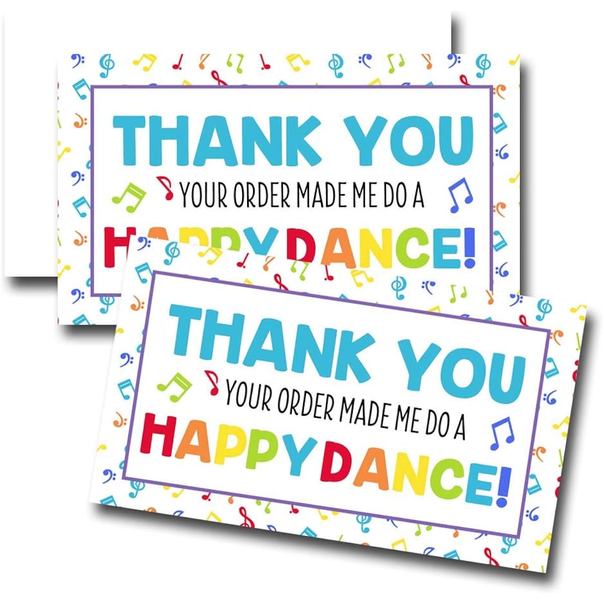 Happy dance! AmandaCreation Music Notes Theme Thank You Customer Appreciation Package for Small Business, 100 Single Sided Insert Cards, 2" x 3.5"