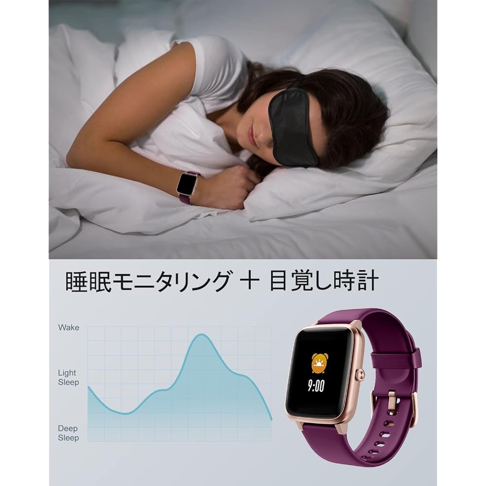 GanRiver Smart Watch Pedometer Wristwatch Type Compatible with iPhone and Android Smart Watch Women HD Screen Long-lasting Battery Multiple Exercise Modes Pedometer Stopwatch Timer Line Call Notification Japanese App Instructions