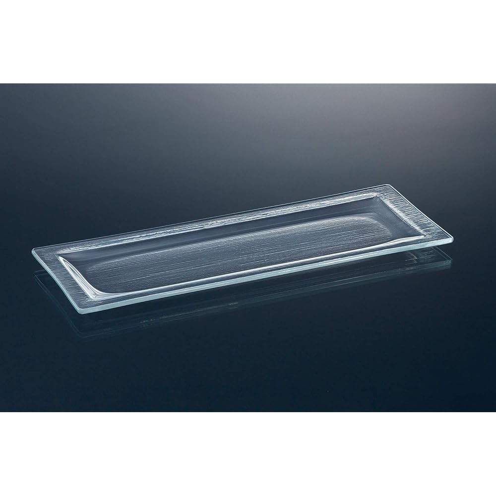 Toyo Sasaki Glass Plate Buffet Plate Long Rectangular Tray (Large) Made in Japan Clear Approx. 31.0 x 11.0 x 1.2cm 3 pieces KG-4002