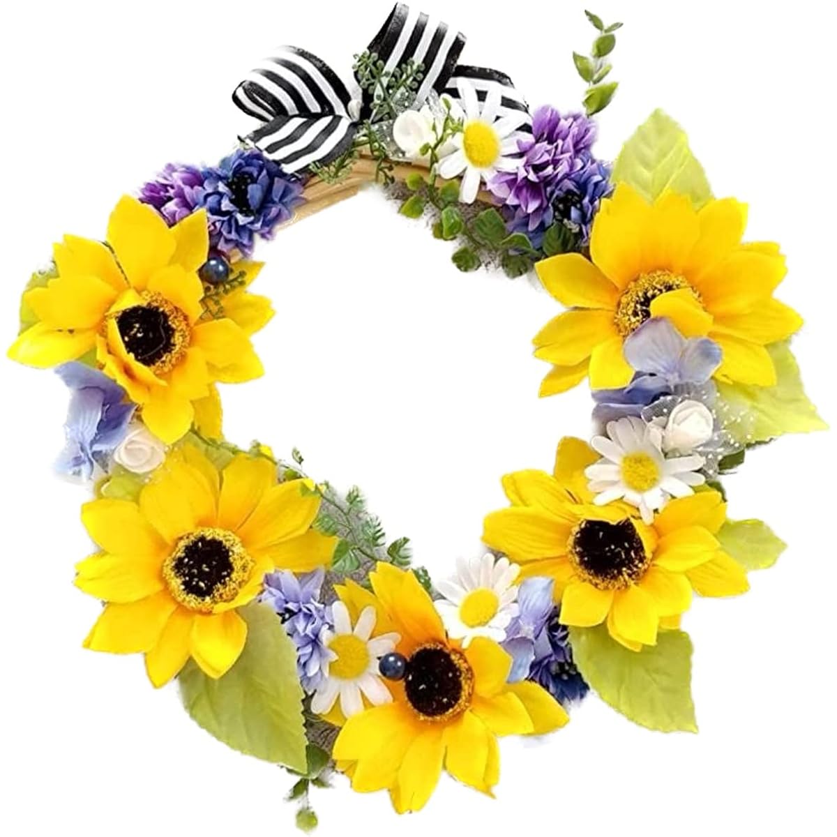 Lulu's Refreshing Summer Wreath Sunflower Daisy Sunflower Flower Gift Present Artificial Flower Natural Wreath Gift Present Size: Approx. 23cm Refreshing Summer Wreath Lulu's-2193