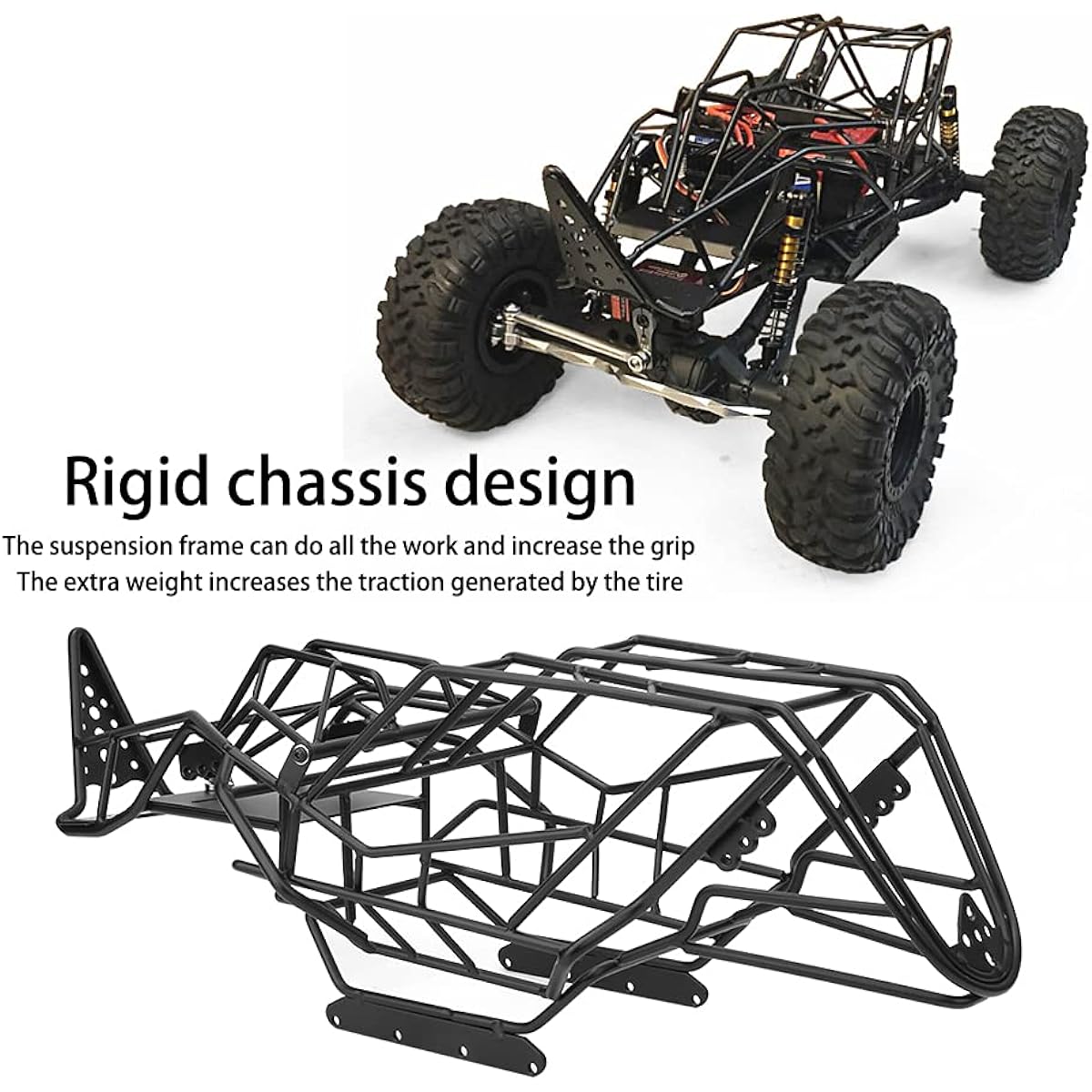 SUNGOOYUE RC Car Roll Cage Black Metal RC Car Body Frame Welded Roll Cage Body Chassis Frame for Axial Wraith 1/10 Scale RC Car