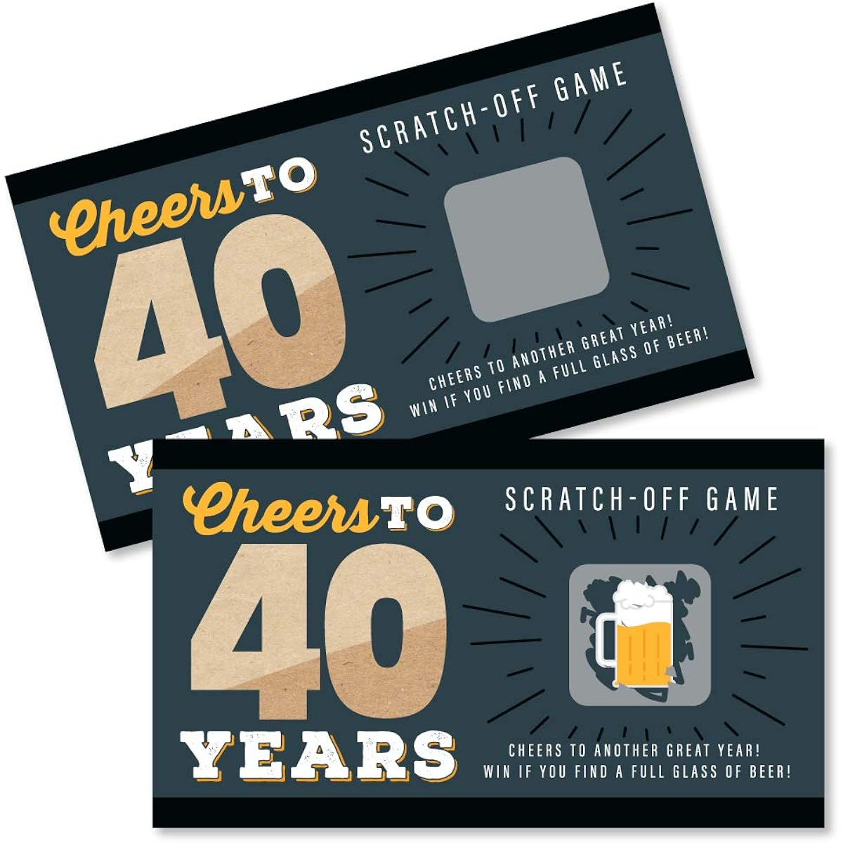 Big Dot of Happiness Cheers and Beers to 40 Years - 40th Birthday Party Game Scratch Off Cards - 22