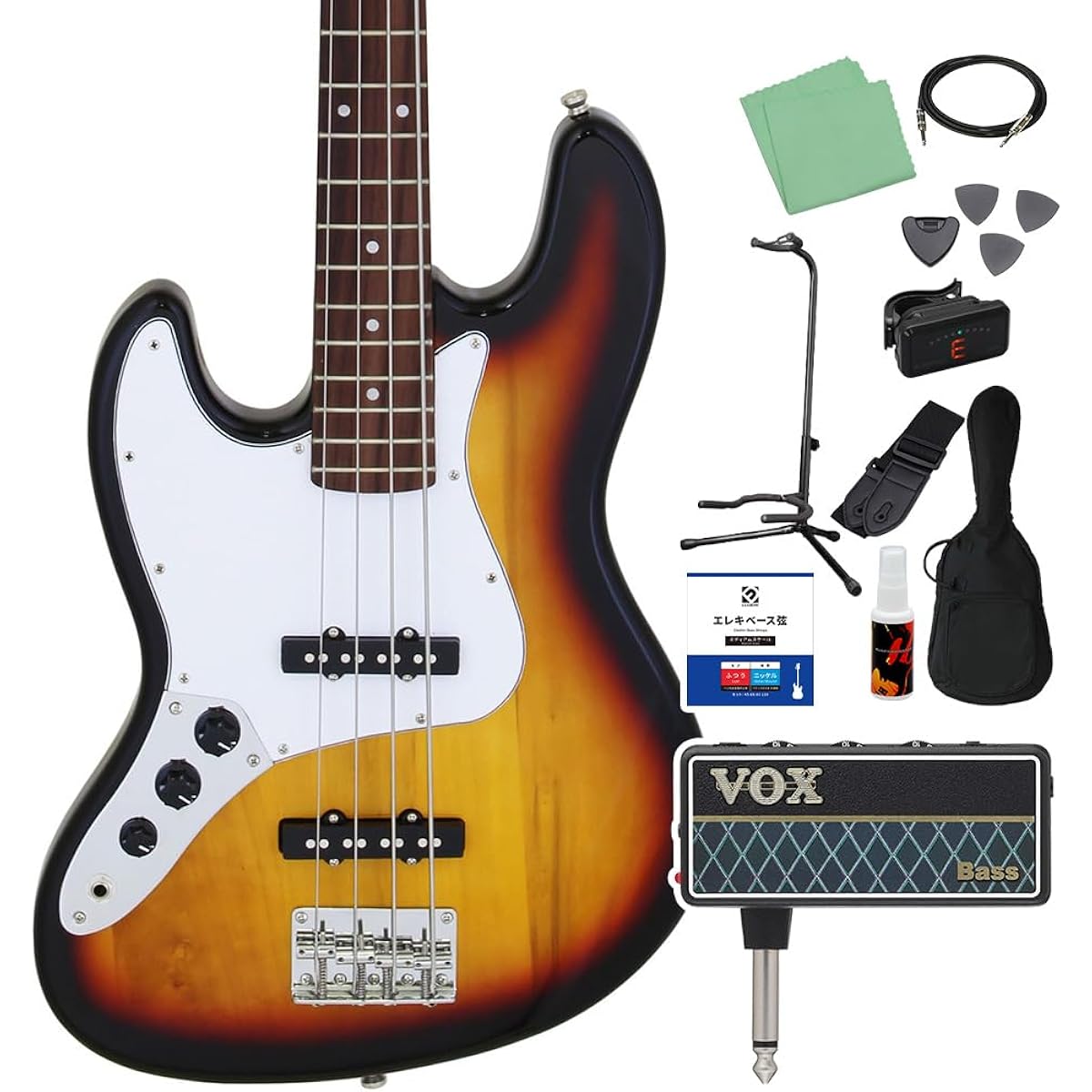 LEGEND LJB-Z L/H 3 Tone Sunburst Bass Beginner 12-piece Set [with amPlug] Jazz Bass Type Left Hand Legend