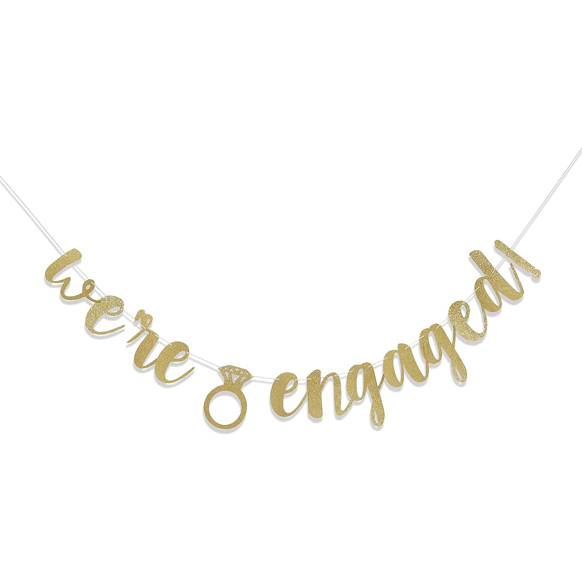 We're Engaged Banner - engagement party decorations, engagement party ideas, engagement party decorations sign, engagement banner gold
