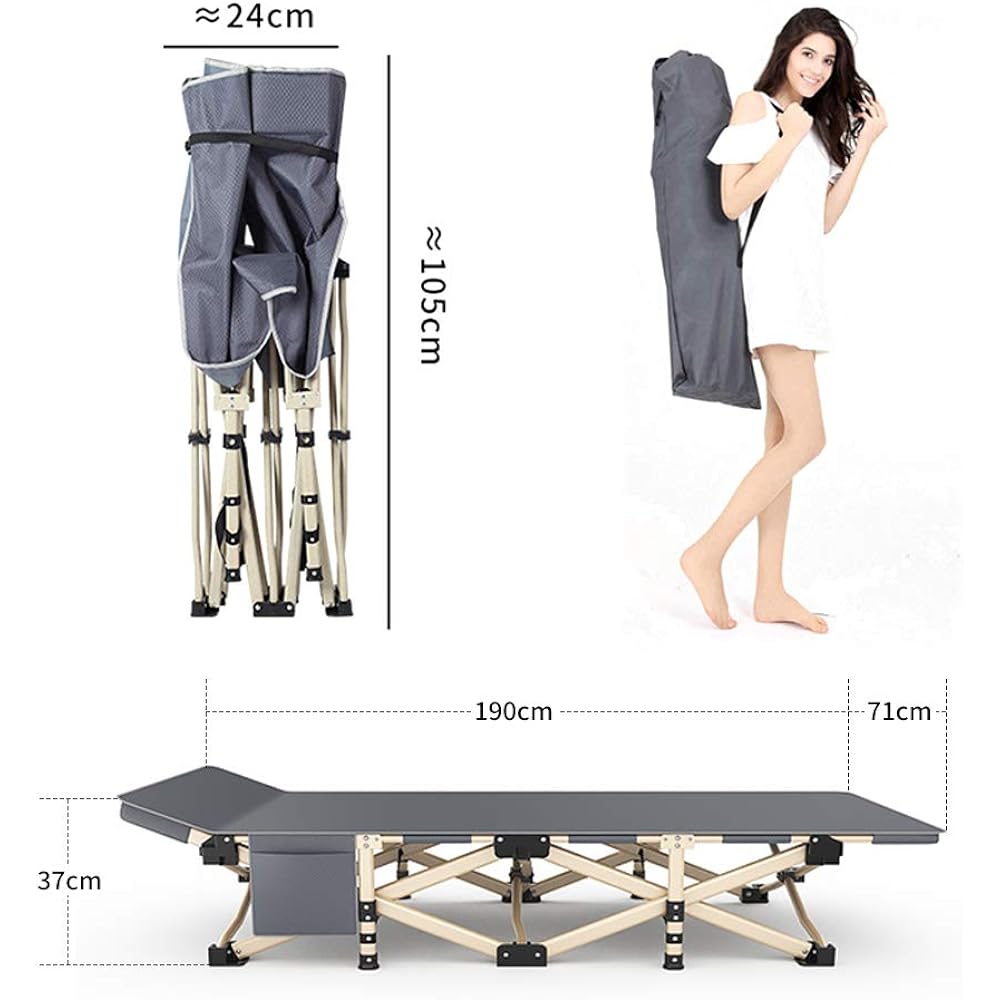 [ZOOBLY] Camping Bed, Simple Bed, Single Folding Bed, Compact, Outdoor Bed, Lightweight, Bed for Disaster Prevention and Guests, Portable, Folding Bed, No Assembly Required, Load Capacity 180kg