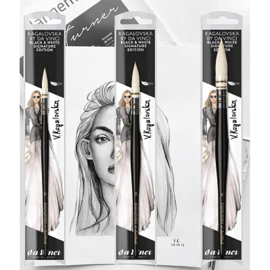 Da Vinci Made in Germany Da Vinci Paint Brush CASANEO Watercolor Brush Limited Edition Gift Box Set (Set of 3: No. 0, No. 2, No. 4) Round Quill Type / Comes in a gift box with magnetic lock