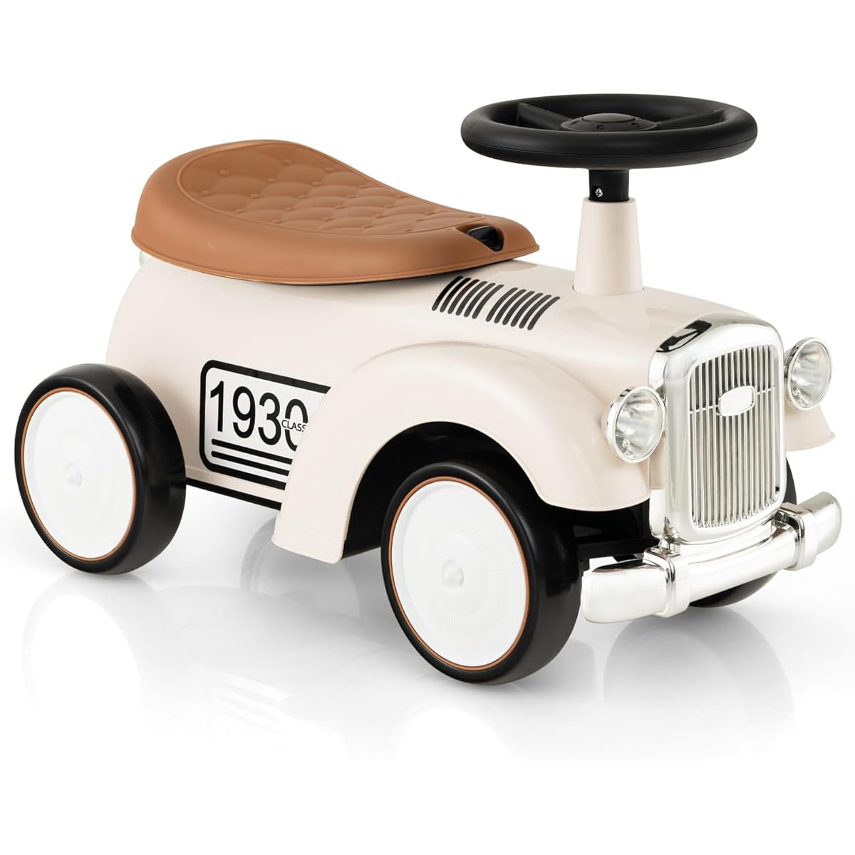 HONEY JOY Ride On Push Car Outdoor Toddler Ride On Toy with Handle/Horn & Storage, Foot to Floor Slide Car, No Battery Required, Baby Ride On Toy for Boys and Girls (White)