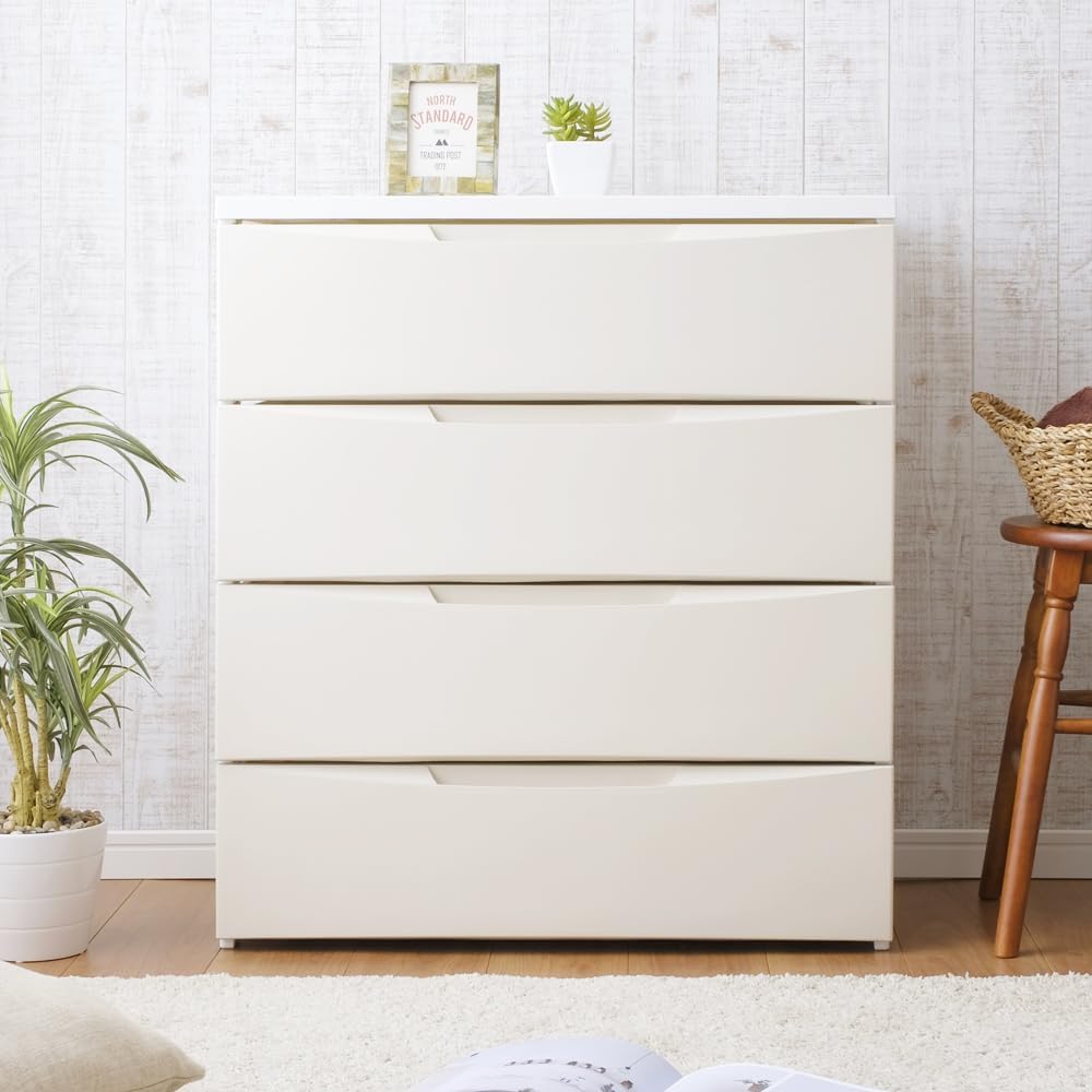 Iris Ohyama Chest Room 4 Tiers Made in Japan Width 72 x Depth 41.5 x Height 80.5 cm White / Ivory White Plastic RC-724