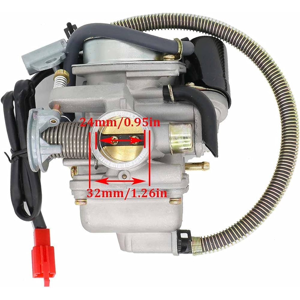 150cc GY6 Carburetor Air Filter Intake Manifold Replacement for GY6 4 Stroke Engine Electric Choke Motorcycle Scooter 152QMJ 157QMI (with Vacuum Fuel Pump, Hose Tube Line)