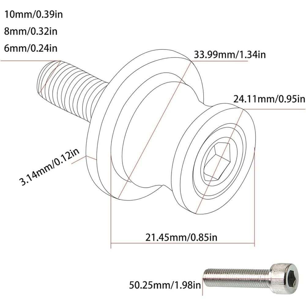 Stand Screw Slider Moto Accessories Plated Colorful Swing Arm Slider Spool 10mm Stainless Steel Suitable for Kawasaki Ninja ZX-10R ZX10R (Color: 1)