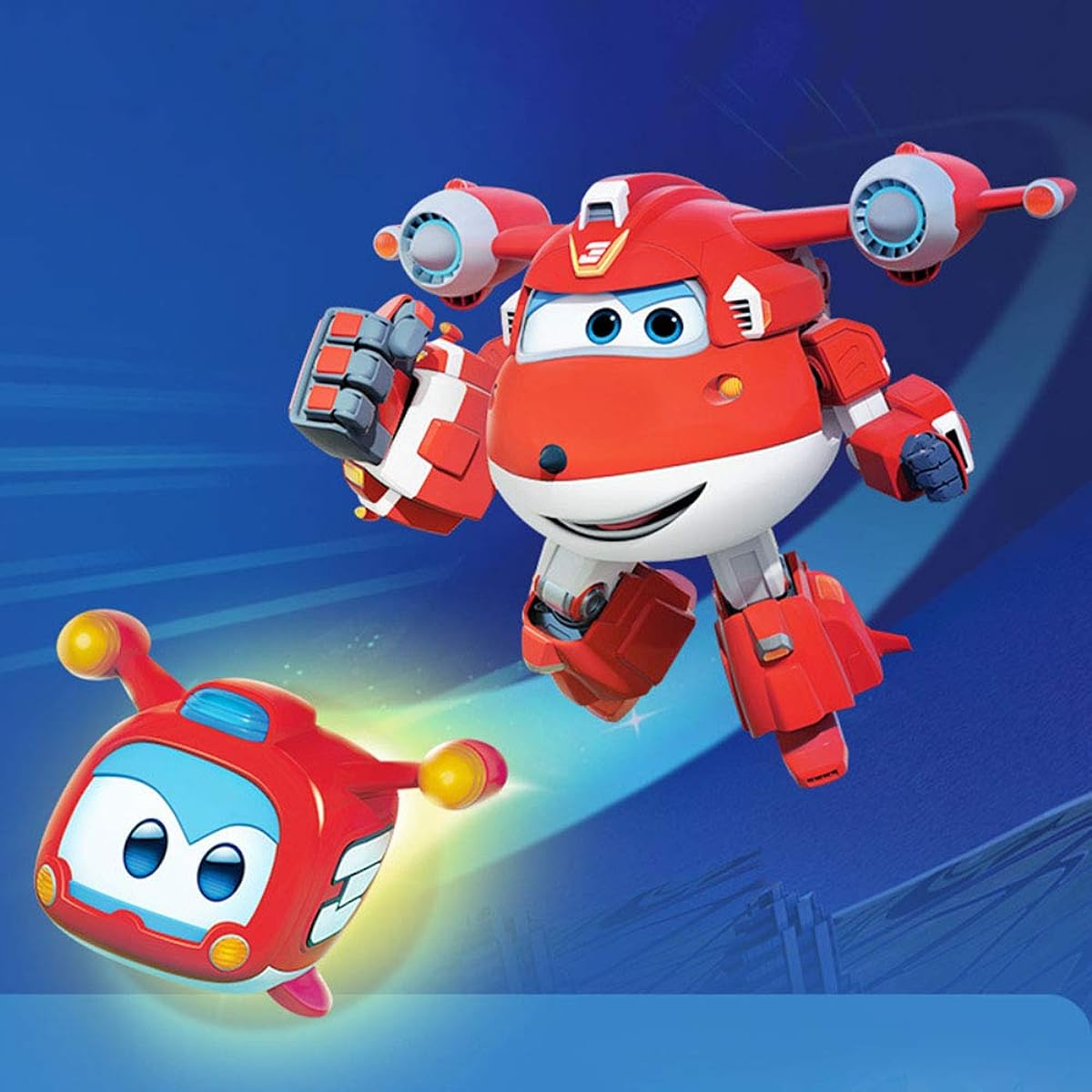Season 9 Super Wings (Jet + Jet Baby) Super Pet + Transforming Robot Combination Boys and Girls Magnetic Luminous Toys BESTWALED Kids Toy Set Children's Day Gift