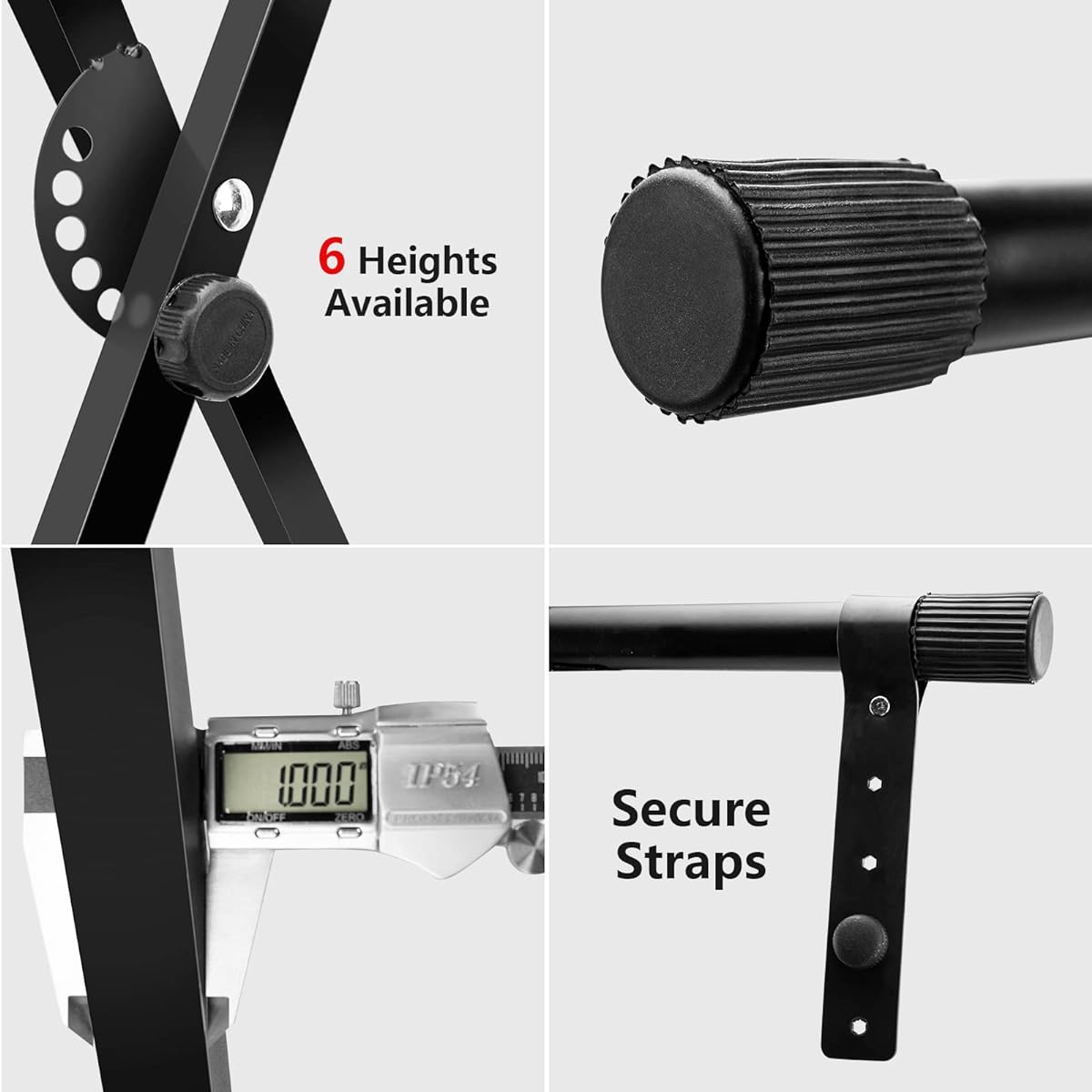 MUZNOTE Adjustable Keyboard Stand, Single X Piano Stand with Locking Straps, 6 Height Adjustments for 61, 76, 88 Keys