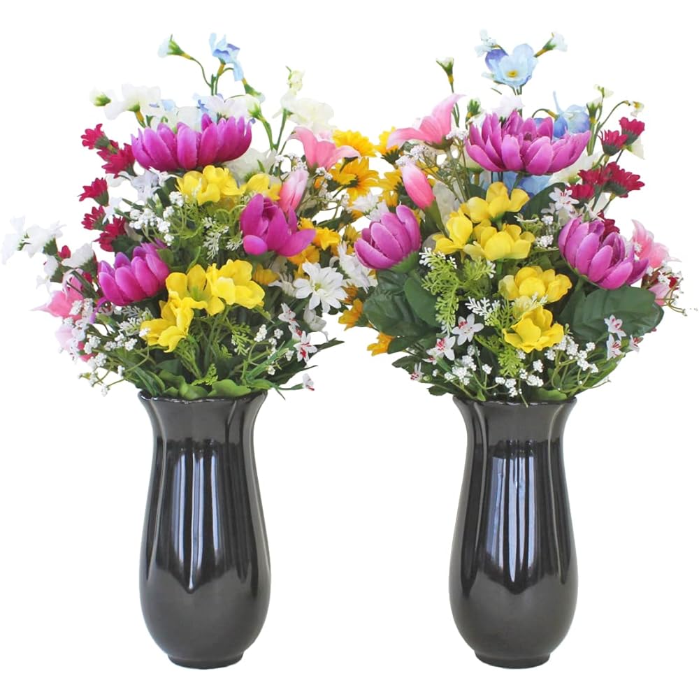 Yamakyu Artificial Flowers Buddha Flower Bouquet of Delphinium and Chrysanthemum Pair Approx. 43cm CT Catalyst (Deodorant Decomposition/Anti-fouling) Processed Silk Flower Equinox Obon Buddhist Altar Grave Flower Offering btb