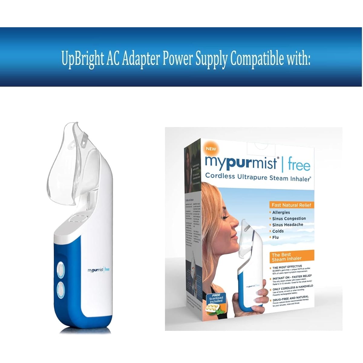 UpBright 20V AC/DC Adapter MyPurMist Free OSB1 Cordless Ultra Pure Steam Inhaler ATS024T-W200U LPS ATS024TW200U YHY-20001200 WL200024US-W 1.2A Switching Power Supply Battery Charger PSU