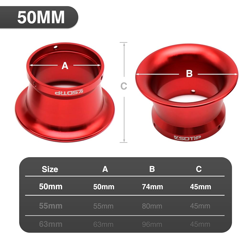 2Pcs Air Filter Wind Cup Universal Motorcycle High Performance Replacement 50mm Air Filter PWK PE Carburetor Pit Bike Honda Yamaha Suzuki Kawasaki KTM ATV SSR TTR Dirt Bike Mini Bike (Red 50mm)