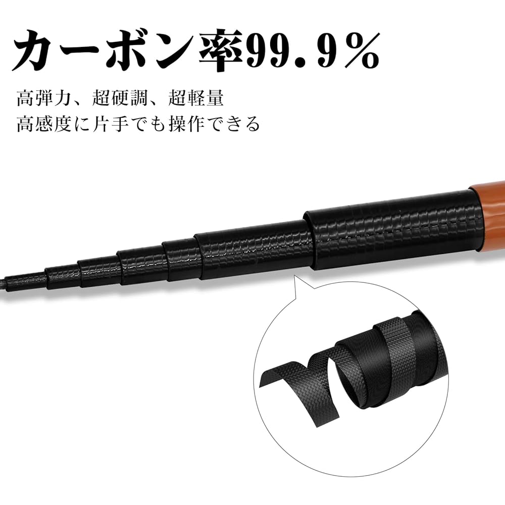 SANLIKE Mountain Stream Rod, Fishing Rod, Carbon Fiber Material, Ultra Light, Telescoping, Closing Dimensions: 43cm, Easy to Carry, Suitable for Beginners, Total Length: 1.8m/2.3m/2.7m/3m/3.6m/4.5m/5.1m
