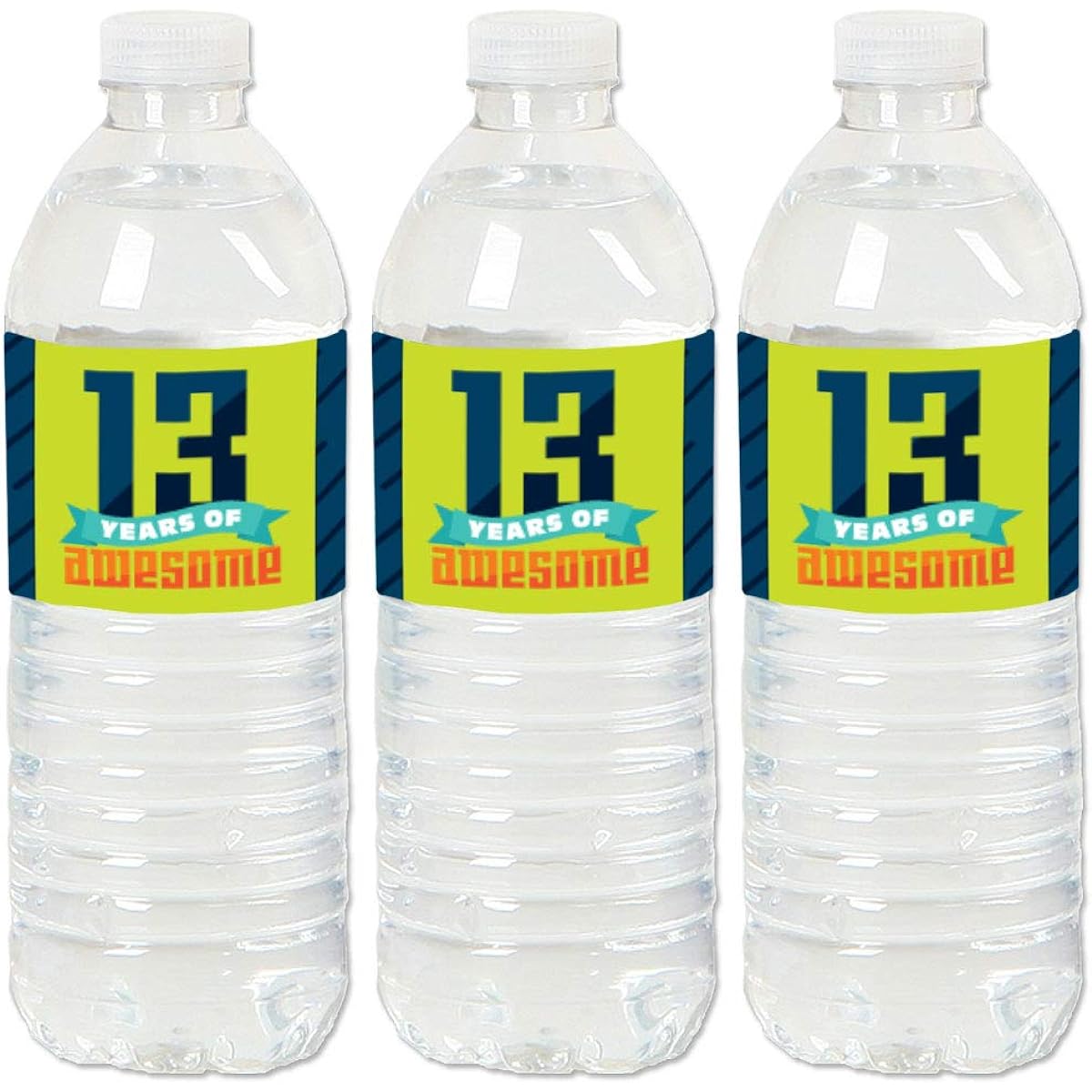 Big Dot of Happiness Boy 13th Birthday - Official Teenager Birthday Party Water Bottle Sticker Labels - Set of 20