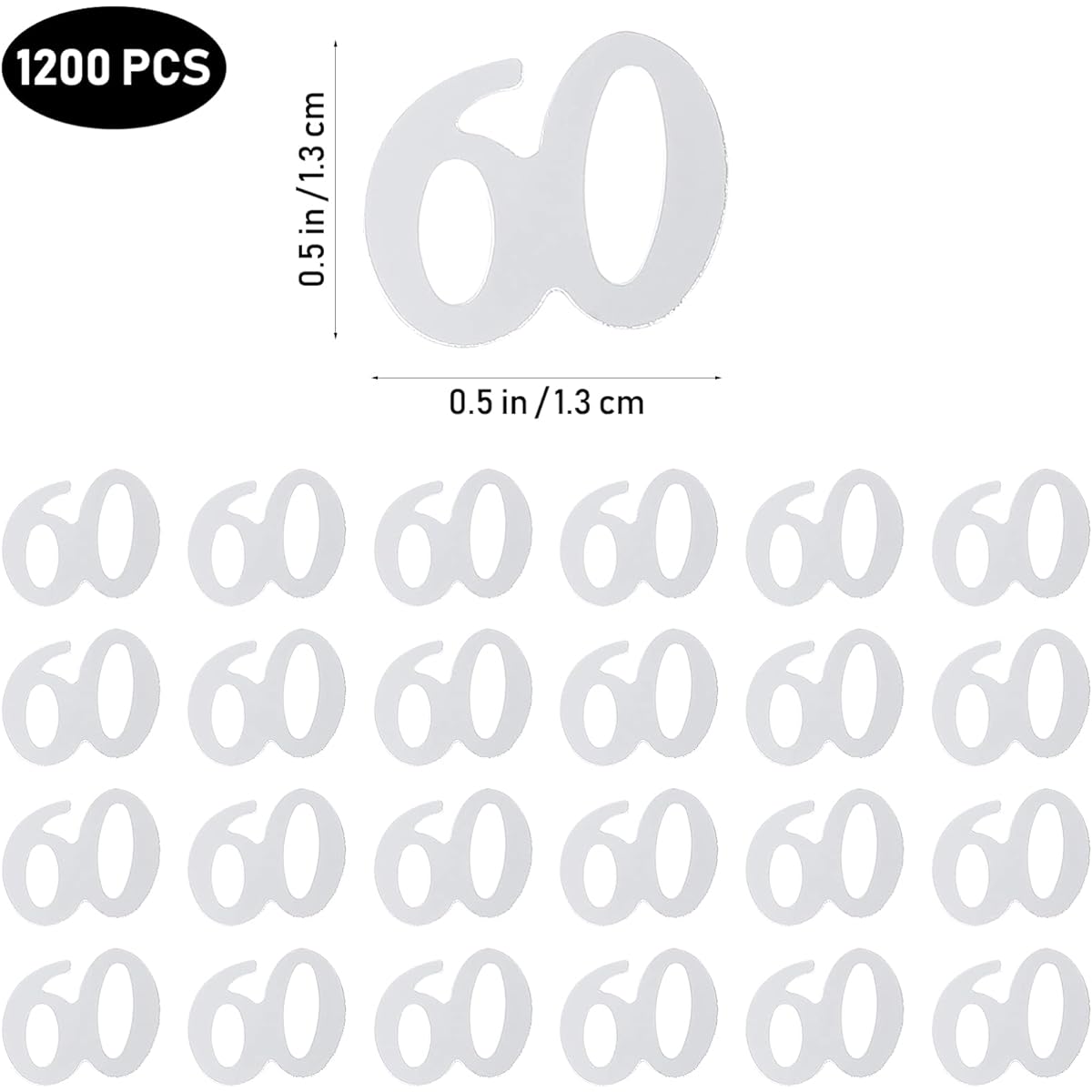 AMOSFUN Number 60 Sequins Confetti Plastic Confetti for 60th Birthday Party Anniversary Decorations Silver