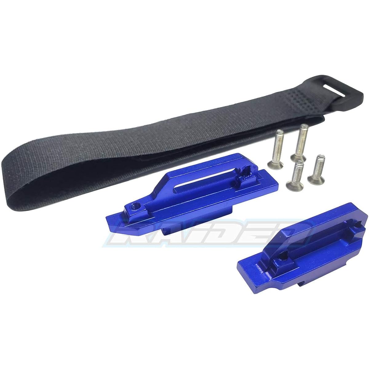Raidenracing Aluminum Alloy Tall Battery Holder Mount for Traxxas 1/10 4WD Slash LCG Chassis, Blue