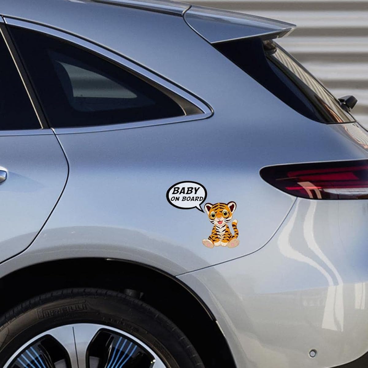EARLFAMILY 5.1" Baby Ride On Car Sticker Cute Tiger Waterproof Animal Decal Vehicle Scratch Resistant Warning Decoration