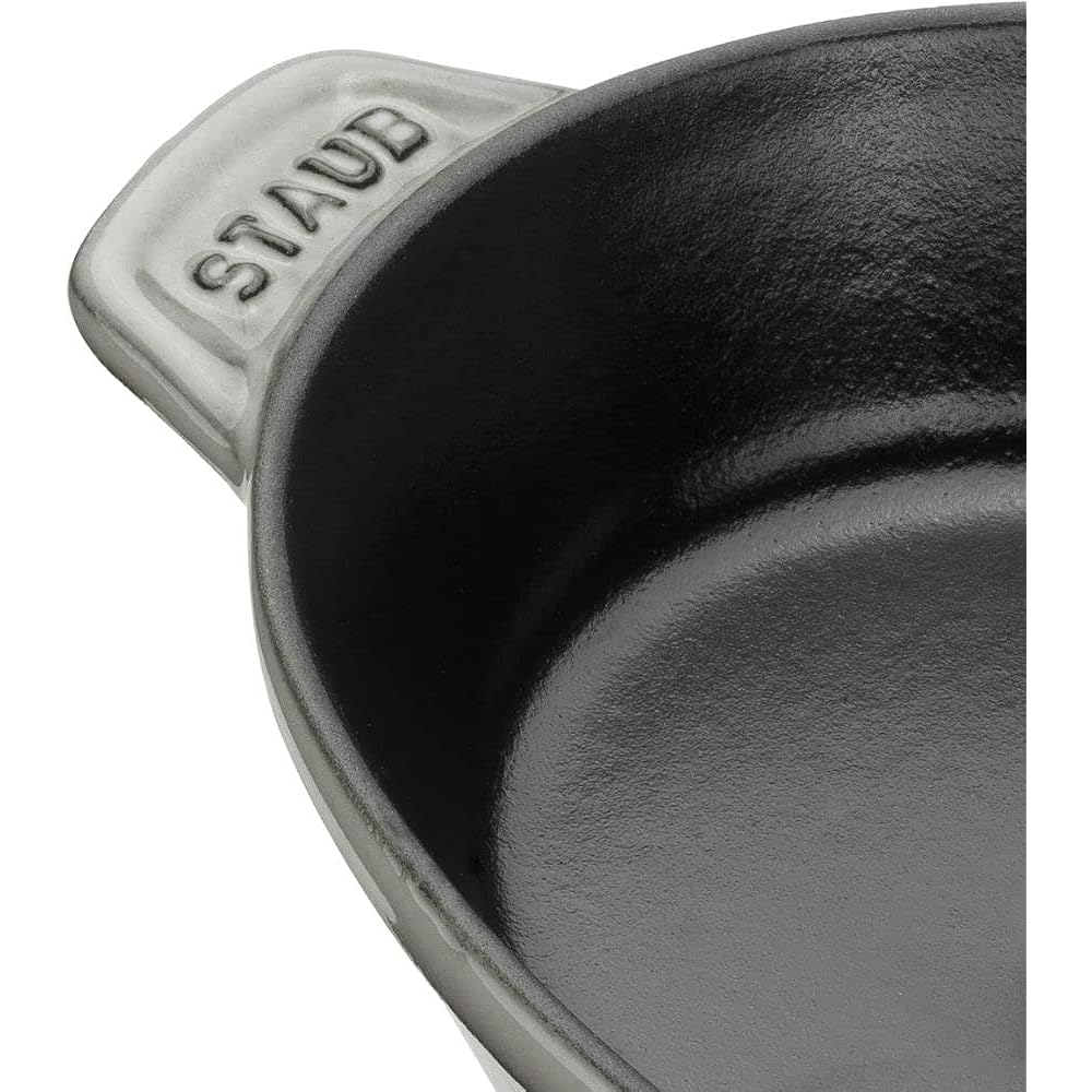 staub "Oval Hot Plate Gray 23cm" Both Hand Enamel Shallow Pot Compatible with IH [Authorized Japanese Product] Oval Hot Plate 40509-581