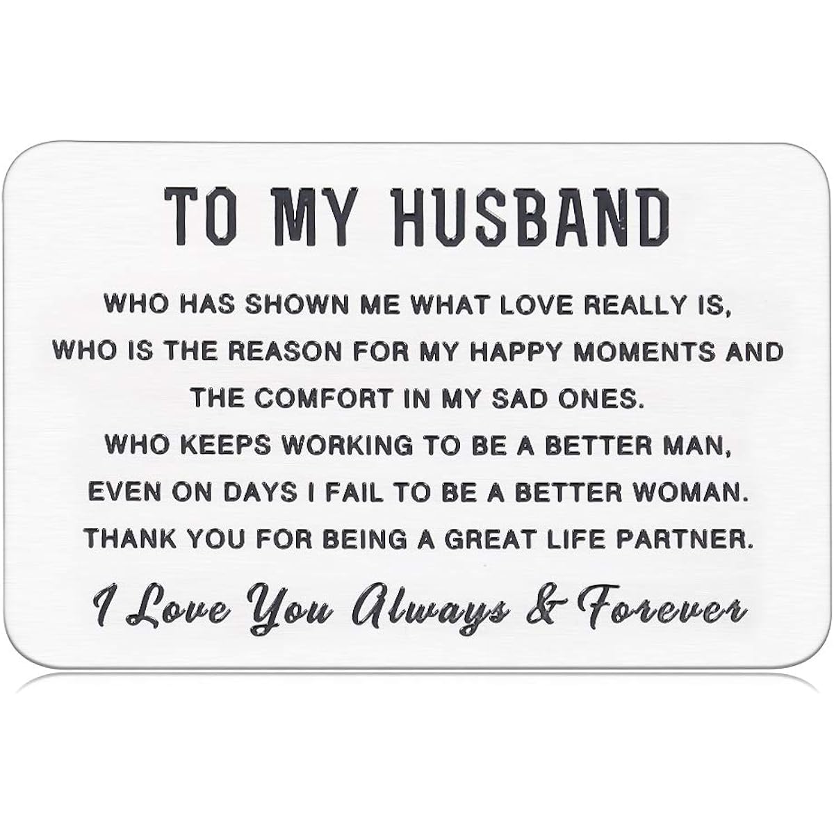 Husband Hubby Christmas Wedding Anniversary Gift Engraved Wallet Insert Card from Boyfriend Engagement Wedding Valentine's Day Mini Love Note Present for Men