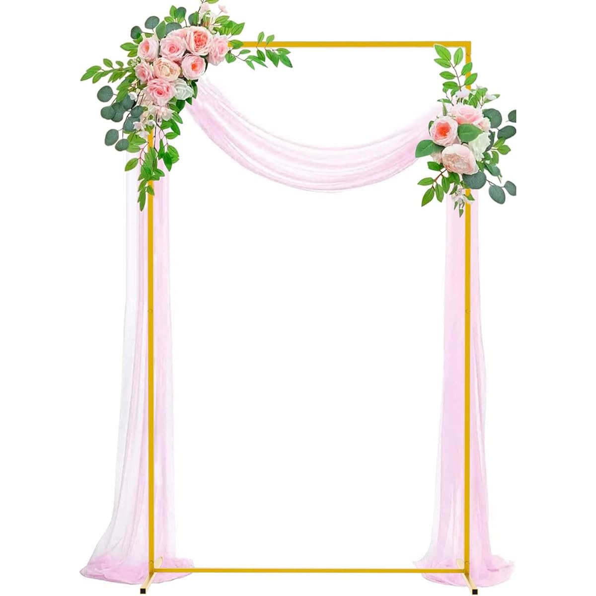 Wokceer Wedding Arch Backdrop Stand 6.6x4ft Square Wedding Arch for Ceremony, Gold Metal Balloon Arch Frame for Wedding Birthday Party Garden Arbor Anniversary Event Christmas Decoration