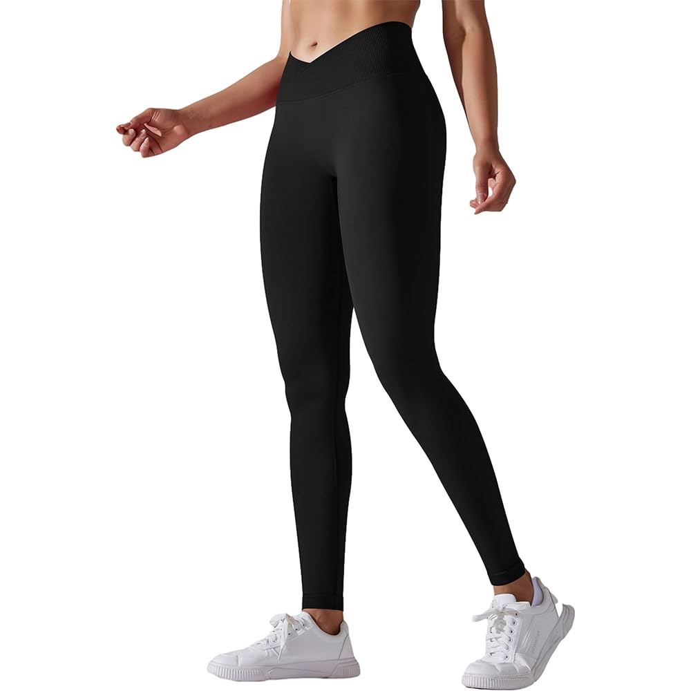 [ONEW] Workout Leggings V Cross High Waist Yoga Pants Seamless Butt Lifting Tight for Women