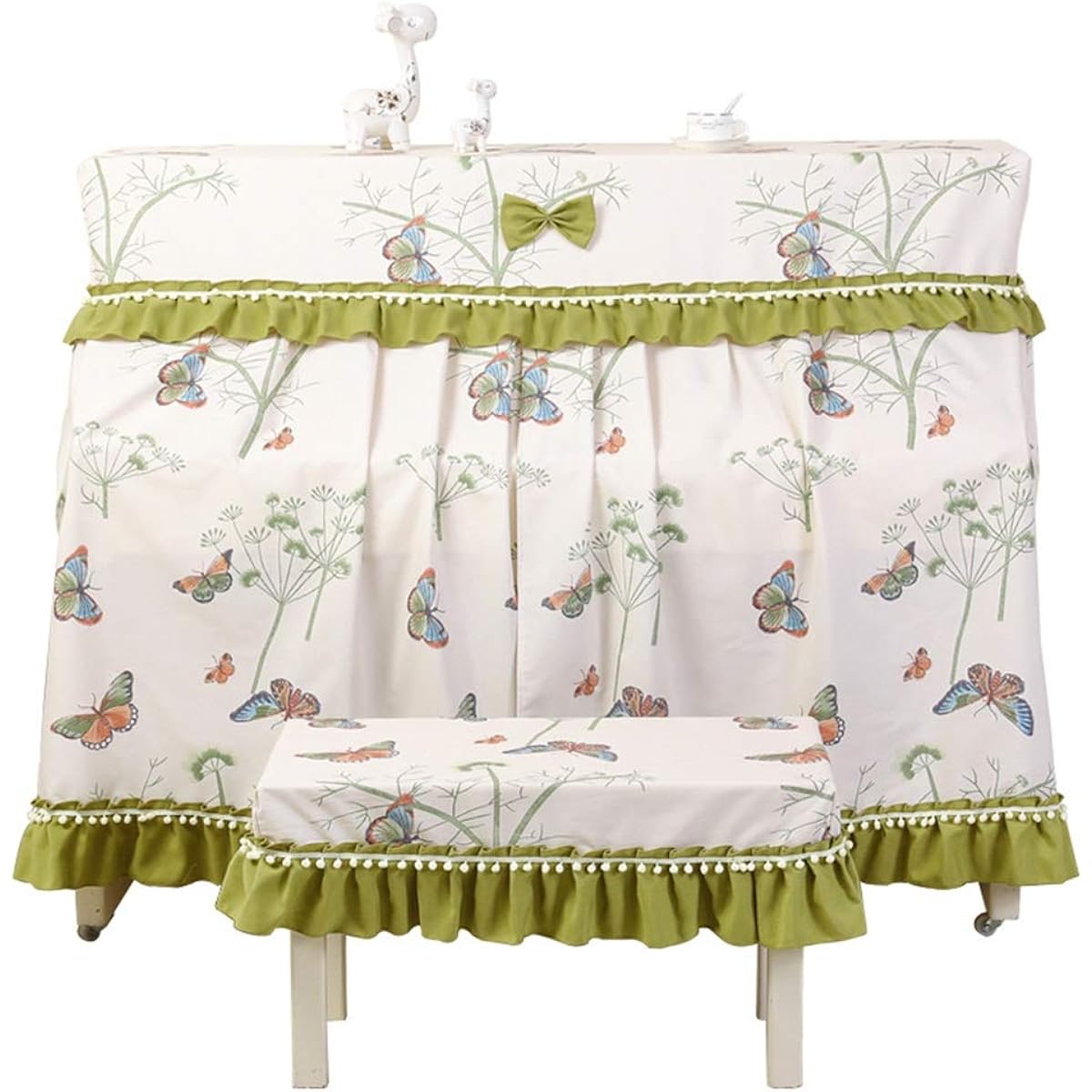 Musical Instrument Store Piano Cover Piano Cover Curtain Piano Cover All-Inclusive Piano Stool Cover Curtain Elegant Feel (Color: Green, Size: 156 x 36 x 120cm)