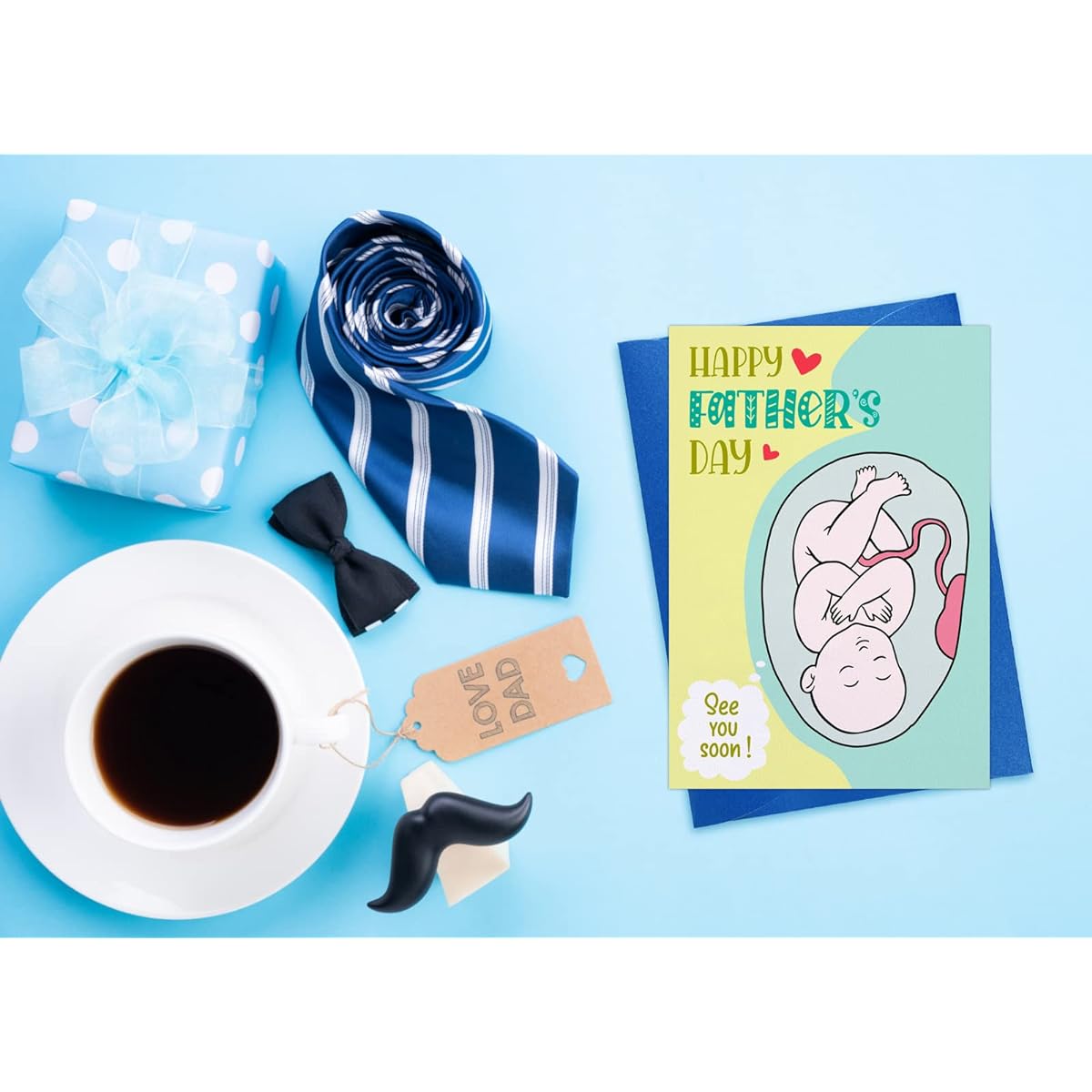 FLYAB First Father's Day Card Funny Father's Day Greeting Card from Baby to New Dad First Time Dad Greeting Card for New Dad Dad to New Dad Happy 1 Year Old Father's Day Card for Husband from Wife Comes with an envelope for