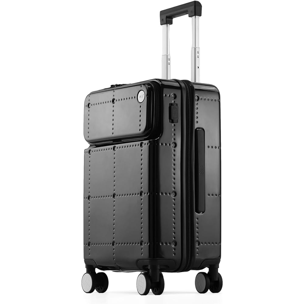 [GGQAAA] Suitcase Carry-on Carry Case Top Open USB Charging Multi-Function Aluminum Frame TSA Lock Double Casters Fashion (S Size/1-3 Nights/38L/Carry-on, Pink, Black)