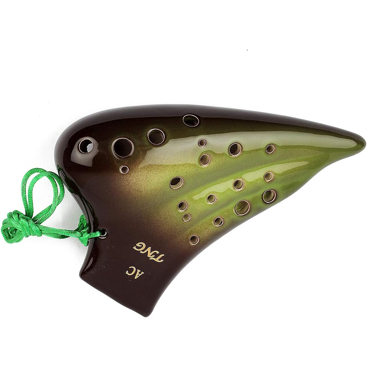 TNG Ocarina Musical Instrument [Triple/Alto/Gradient Green] C Tone AC Multiple Tubes (Dedicated Case Included) Ocarina Glaze Finish Pipe Blowing Green Yellow