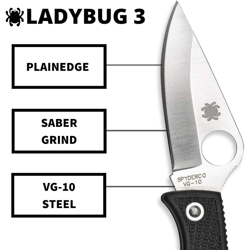 Spyderco Ladybug 3 Black Straight Blade LBKP3