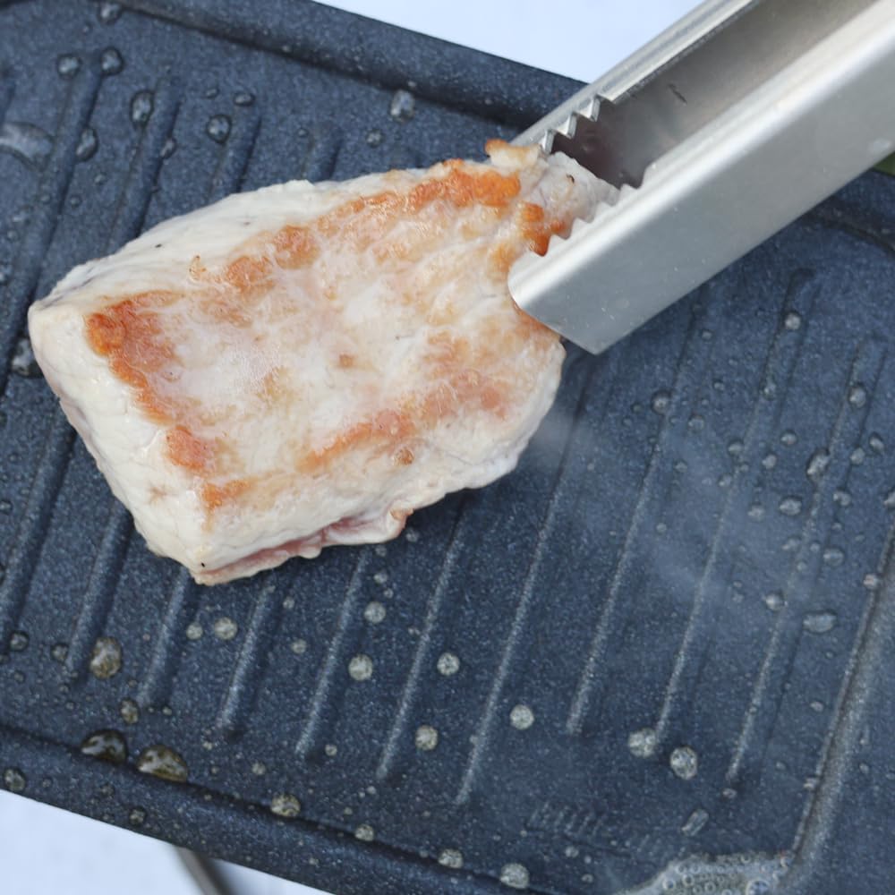 MiliCamp Extra Thick Iron Plate SOLO Teflon Treated Grill Plate Large Mestin Perfect Yakiniku Plate (Handle and Storage Bag Included)