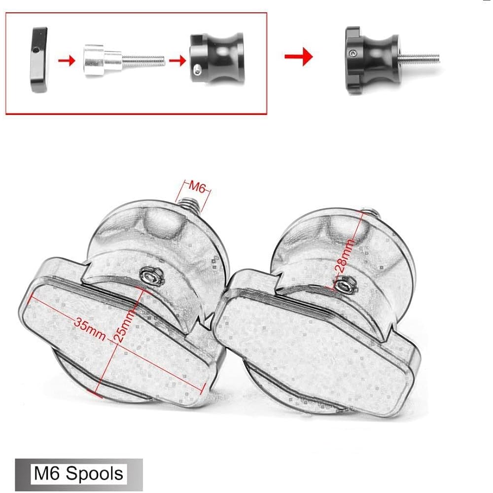 Motorcycle Swingarm Bobbin Spool Motorcycle Swingarm Spool Slider CNC Aluminum Stand Screw For Ya-ma-ha FZ6 FAZER FZ6R 2004-2015 2011 2012 2013 2014 (Color : Black)