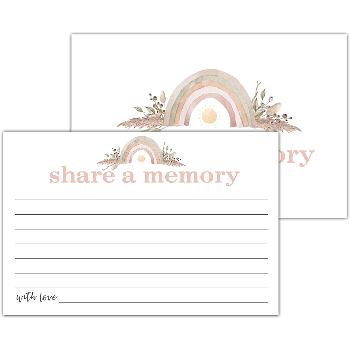 Rainbow Floral Share A Memory Card Life Birthday Anniversary Memorial Funeral Retirement Graduation Wedding Bridal Shower Games Going Out Party Guest Book Ideas 25 Cards (001-JYK 001)